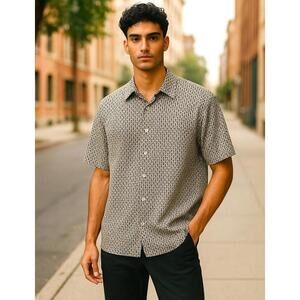 Culturata Men’s Short Contemporary Fit Shirt Button Down Parrot Print XL